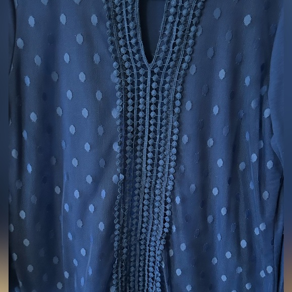 Studio Works Royal Blue Blouse with decorative down the front & sleeves. Large. - Picture 5 of 12